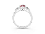 White gold Three-Stone Marquise Cut Morganite Ring with Pear Side Stones and Four-Prong Setting_3