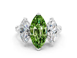 White gold Three-Stone Marquise Cut Peridot Braided Band Ring with Four-Prong Setting_12