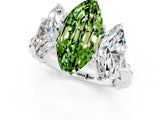 White gold Three-Stone Marquise Cut Peridot Braided Band Ring with Four-Prong Setting_13