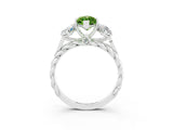 White gold Three-Stone Marquise Cut Peridot Braided Band Ring with Four-Prong Setting_15