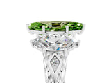 White gold Three-Stone Marquise Cut Peridot Braided Band Ring with Four-Prong Setting_17