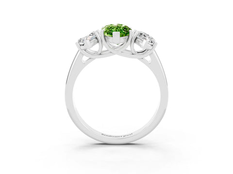 White gold Three-Stone Marquise Cut Peridot Engagement Ring with Prong Setting_3