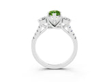 White gold Three-Stone Marquise Cut Peridot Pavé Band with Four-Prong Setting_3