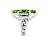 White gold Three-Stone Marquise Cut Peridot Pavé Band with Four-Prong Setting_5