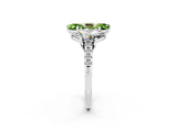 White gold Three-Stone Marquise Cut Peridot Ring with Pavé Band and Prong Setting_14