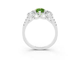 White gold Three-Stone Marquise Cut Peridot Ring with Pavé Band and Prong Setting_15