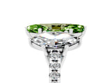 White gold Three-Stone Marquise Cut Peridot Ring with Pavé Band and Prong Setting_17