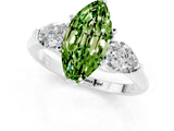 White gold Three-Stone Marquise Cut Peridot Ring with Pear Side Stones and Four-Prong Setting_1