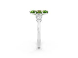 White gold Three-Stone Marquise Cut Peridot Ring with Pear Side Stones and Four-Prong Setting_2