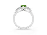 White gold Three-Stone Marquise Cut Peridot Ring with Pear Side Stones and Four-Prong Setting_3