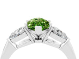 White gold Three-Stone Marquise Cut Peridot Ring with Pear Side Stones and Four-Prong Setting_4