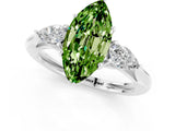 White gold Three-Stone Marquise Cut Peridot Ring with Pear  Side Stones in Four-Prong Setting_13
