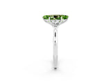 White gold Three-Stone Marquise Cut Peridot Ring with Pear  Side Stones in Four-Prong Setting_14