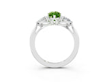 White gold Three-Stone Marquise Cut Peridot Ring with Pear  Side Stones in Four-Prong Setting_15