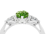 White gold Three-Stone Marquise Cut Peridot Ring with Pear  Side Stones in Four-Prong Setting_16