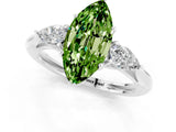 White gold Three-Stone Marquise Cut Peridot Ring with Pear  Side Stones in Four-Prong Setting_49