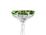 White gold Three-Stone Marquise Cut Peridot Ring with Pear  Side Stones in Four-Prong Setting_53