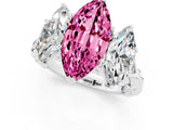 White gold Three-Stone Marquise Cut Pink Sapphire Braided Band Ring with Four-Prong Setting_37