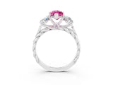 White gold Three-Stone Marquise Cut Pink Sapphire Braided Band Ring with Four-Prong Setting_39