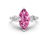 White gold Three-Stone Marquise Cut Pink Sapphire Pavé Band with Four-Prong Setting_35