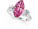 White gold Three-Stone Marquise Cut Pink Sapphire Pavé Band with Four-Prong Setting_36