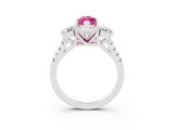White gold Three-Stone Marquise Cut Pink Sapphire Pavé Band with Four-Prong Setting_38