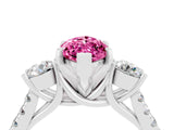 White gold Three-Stone Marquise Cut Pink Sapphire Pavé Band with Four-Prong Setting_39