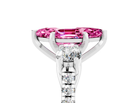White gold Three-Stone Marquise Cut Pink Sapphire Pavé Band with Four-Prong Setting_41