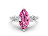 White gold Three-Stone Marquise Cut Pink Sapphire Pavé Band with Four-Prong Setting_47