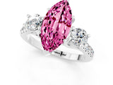 White gold Three-Stone Marquise Cut Pink Sapphire Pavé Band with Four-Prong Setting_48