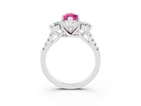 White gold Three-Stone Marquise Cut Pink Sapphire Pavé Band with Four-Prong Setting_50