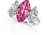 White gold Three-Stone Marquise Cut Pink Sapphire Ring with Pavé Band and Prong Setting_37