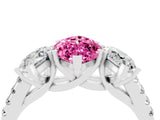 White gold Three-Stone Marquise Cut Pink Sapphire Ring with Pavé Band and Prong Setting_40