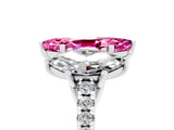 White gold Three-Stone Marquise Cut Pink Sapphire Ring with Pavé Band and Prong Setting_41