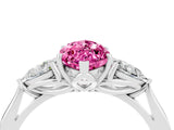 White gold Three-Stone Marquise Cut Pink Sapphire Ring with Pear  Side Stones in Four-Prong Setting_16