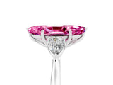 White gold Three-Stone Marquise Cut Pink Sapphire Ring with Pear  Side Stones in Four-Prong Setting_17