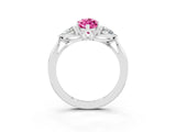 White gold Three-Stone Marquise Cut Pink Sapphire Ring with Pear  Side Stones in Four-Prong Setting_51