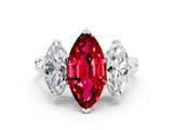 White gold Three-Stone Marquise Cut Ruby Braided Band Ring with Four-Prong Setting_12