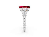 White gold Three-Stone Marquise Cut Ruby Braided Band Ring with Four-Prong Setting_14