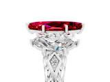 White gold Three-Stone Marquise Cut Ruby Braided Band Ring with Four-Prong Setting_17