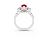 White gold Three-Stone Marquise Cut Ruby Pavé Band with Four-Prong Setting_3