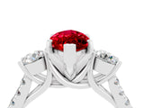 White gold Three-Stone Marquise Cut Ruby Pavé Band with Four-Prong Setting_4