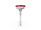 White gold Three-Stone Marquise Cut Ruby Ring with Pavé Band and Prong Setting_14
