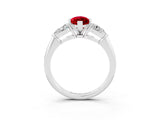 White gold Three-Stone Marquise Cut Ruby Ring with Pear Side Stones and Four-Prong Setting_3