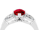 White gold Three-Stone Marquise Cut Ruby Ring with Pear Side Stones and Four-Prong Setting_4