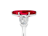 White gold Three-Stone Marquise Cut Ruby Ring with Pear Side Stones and Four-Prong Setting_5