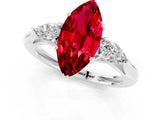 White gold Three-Stone Marquise Cut Ruby Ring with Pear  Side Stones in Four-Prong Setting_13