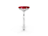 White gold Three-Stone Marquise Cut Ruby Ring with Pear  Side Stones in Four-Prong Setting_14