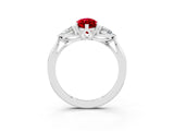 White gold Three-Stone Marquise Cut Ruby Ring with Pear  Side Stones in Four-Prong Setting_15