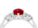 White gold Three-Stone Marquise Cut Ruby Ring with Pear  Side Stones in Four-Prong Setting_16